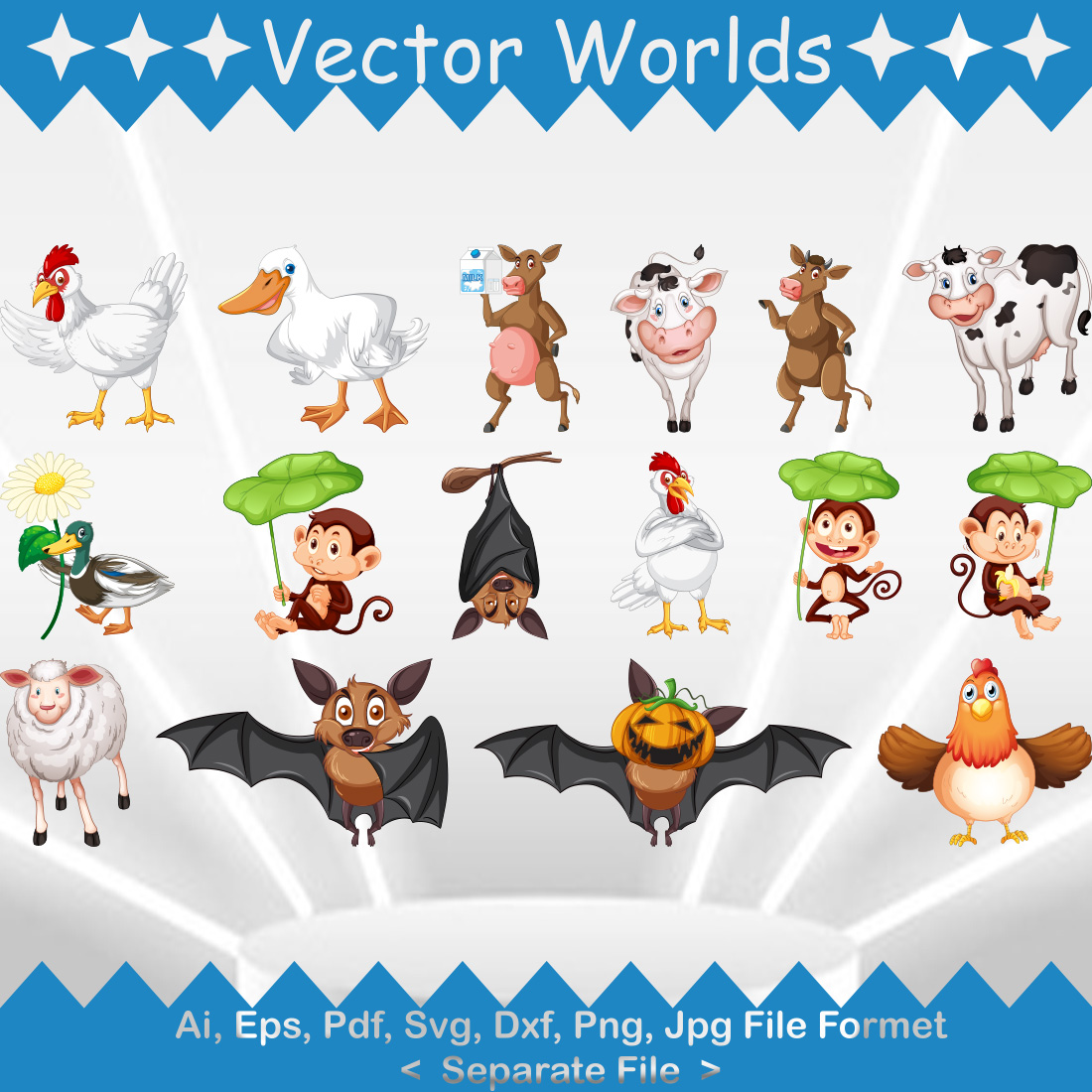 Many Animals SVG Vector Design preview image.