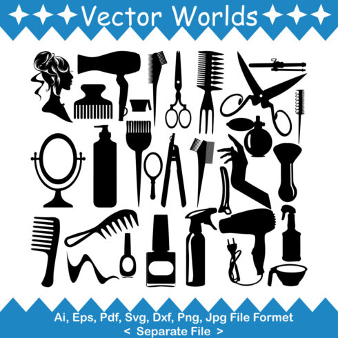 Hairdresser Tool SVG Vector Design cover image.