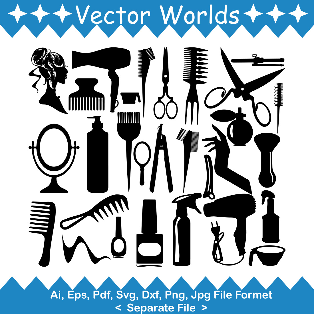 Hairdresser Tool SVG Vector Design cover image.