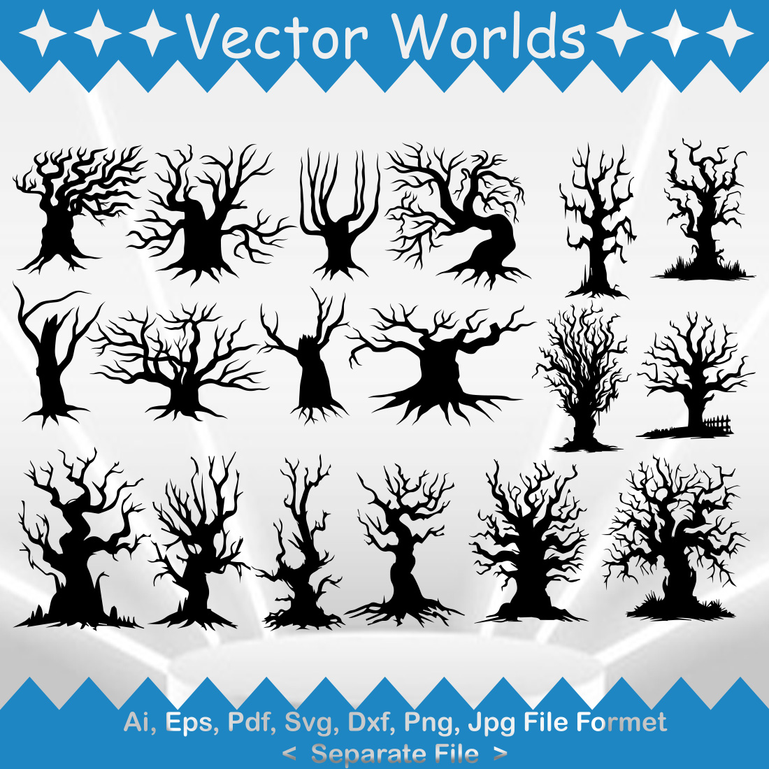 Scary Tree SVG Vector Design preview image.