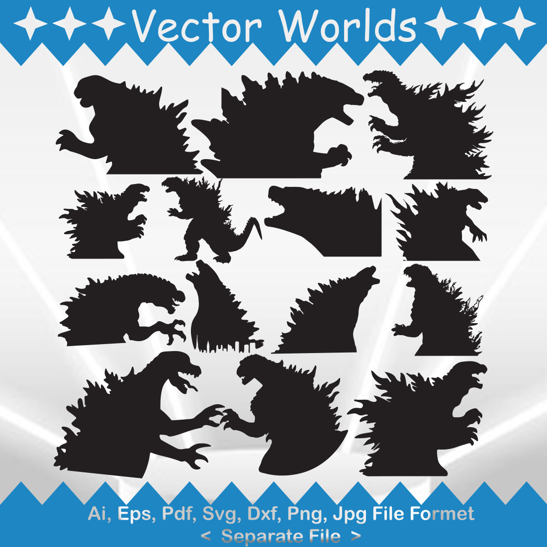 Godzilla Head SVG Vector Design preview image.