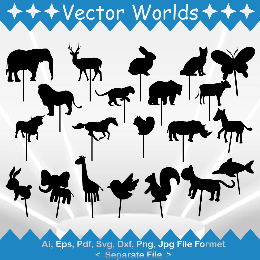 Animals Shadow SVG Vector Design preview image.