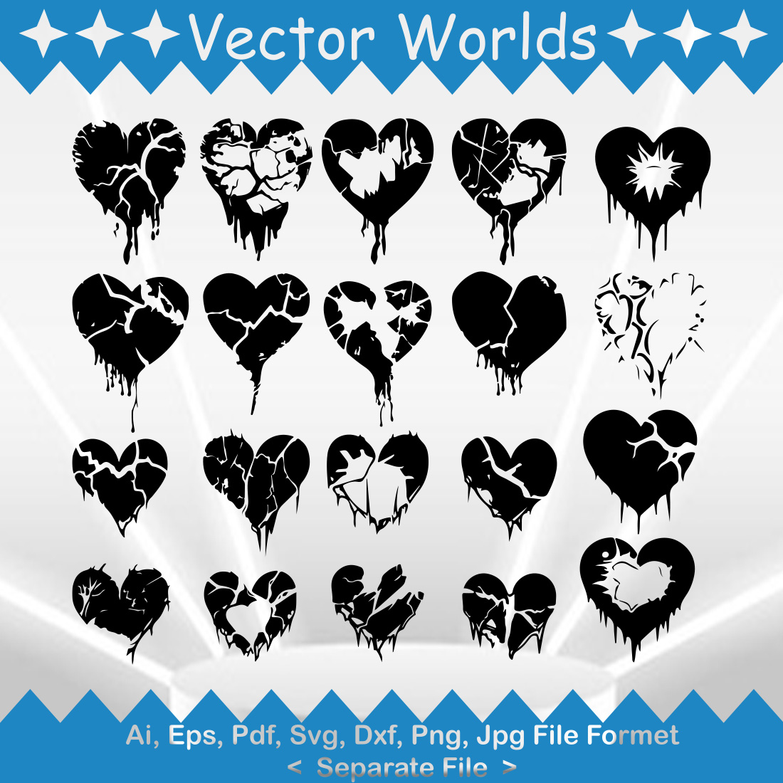 Broken Heart SVG Vector Design preview image.