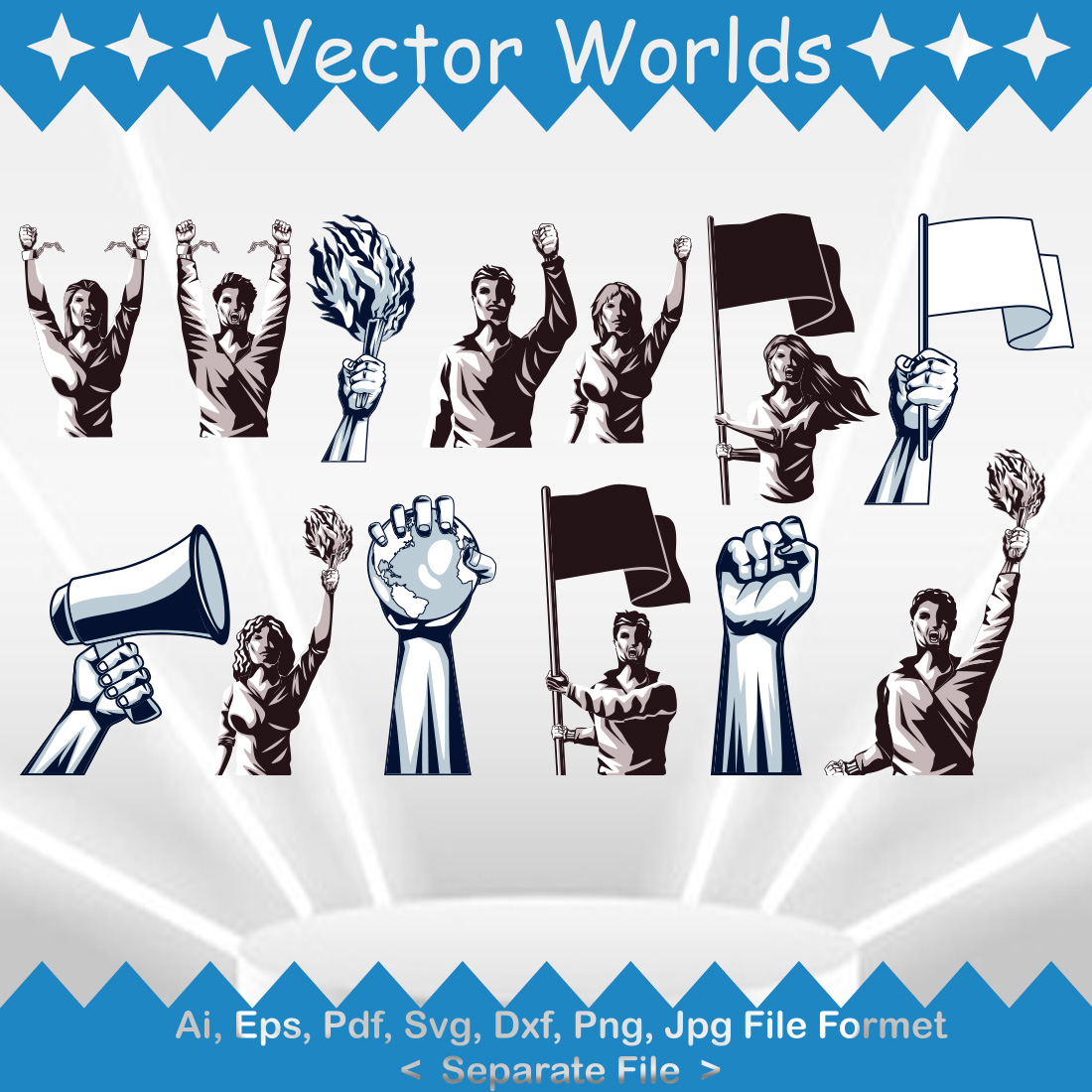 Protest Man Woman SVG Vector Design preview image.