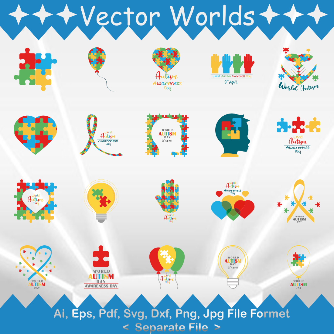 World Autism Awareness Day SVG Vector Design preview image.