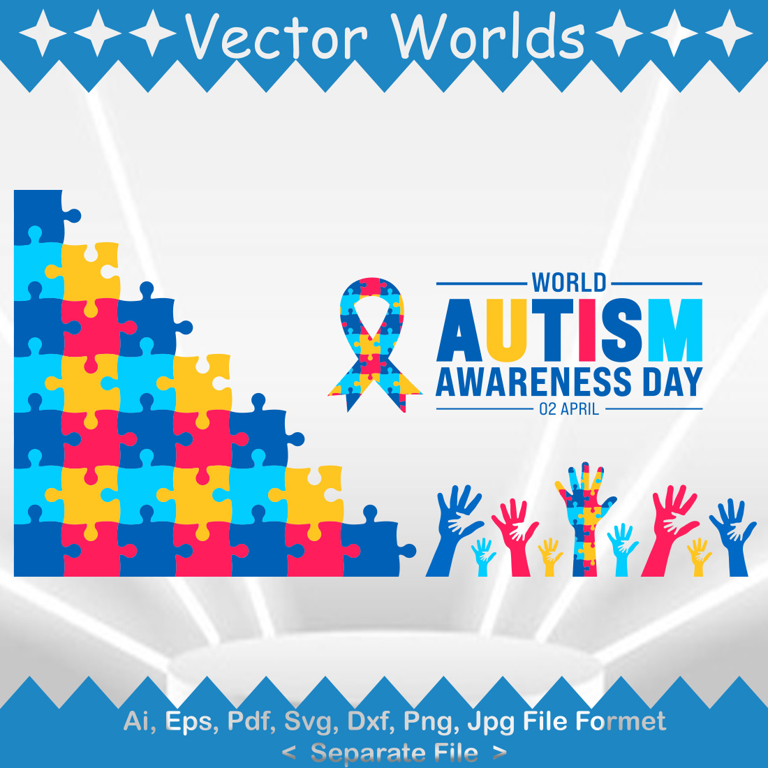 World Autism Awareness Day SVG Vector Design preview image.