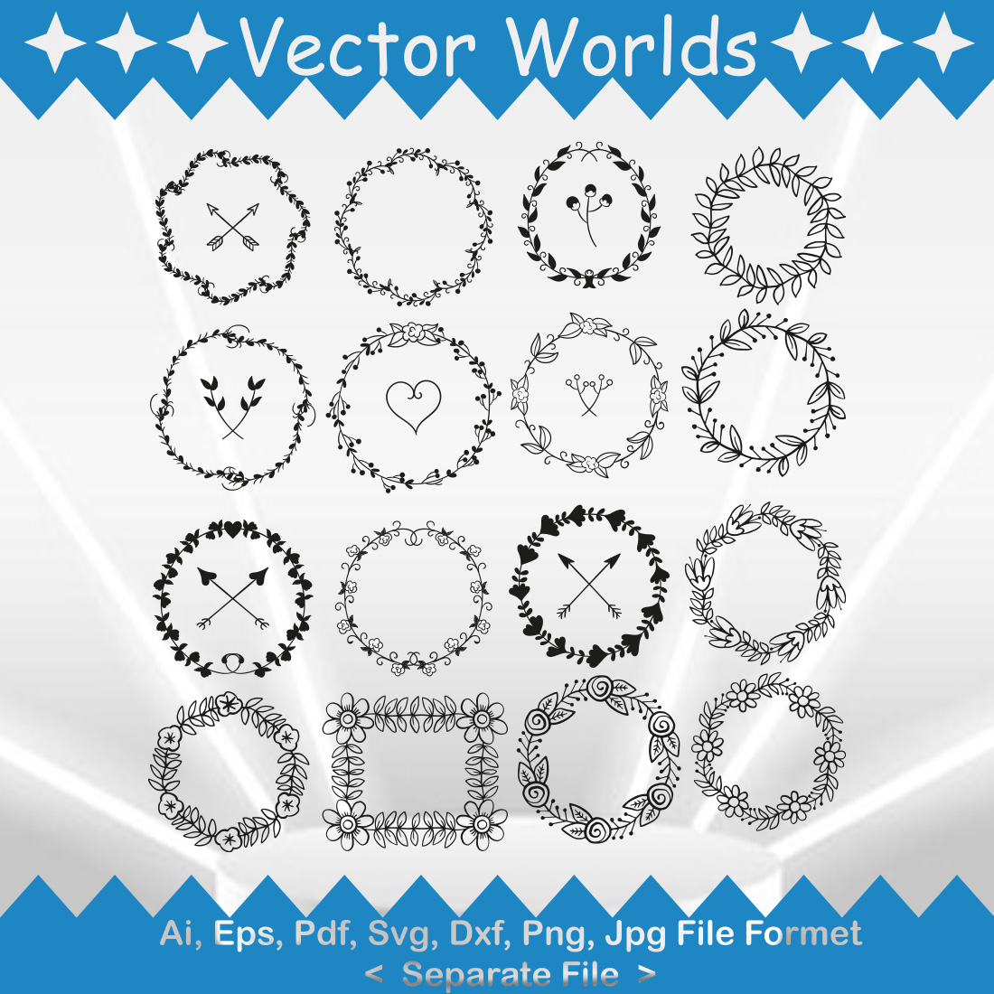 Flower Wreath SVG Vector Design preview image.