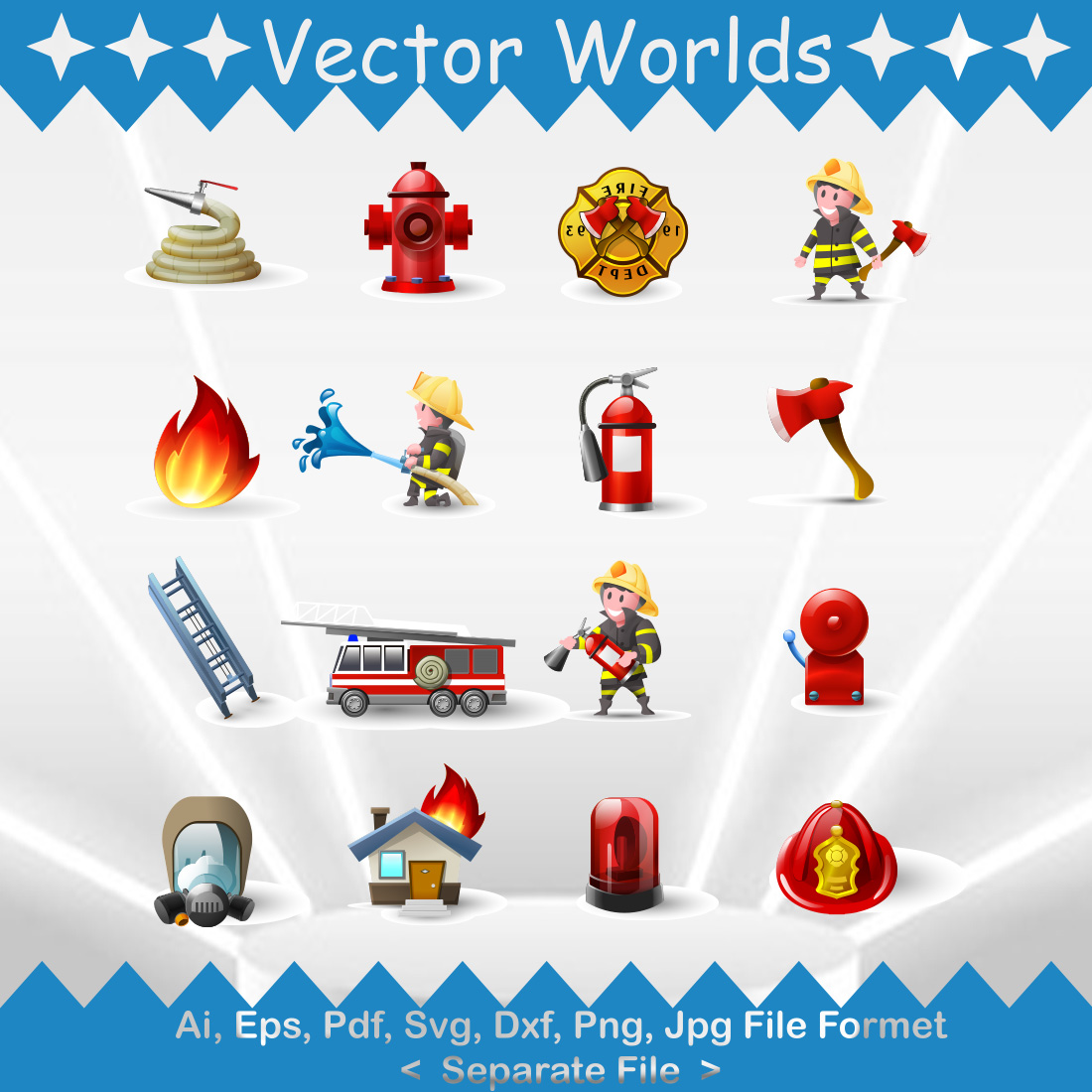 Firefighter Equipment's SVG Vector Design cover image.