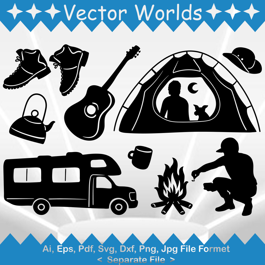 Winter Camp Fire SVG Vector Design cover image.