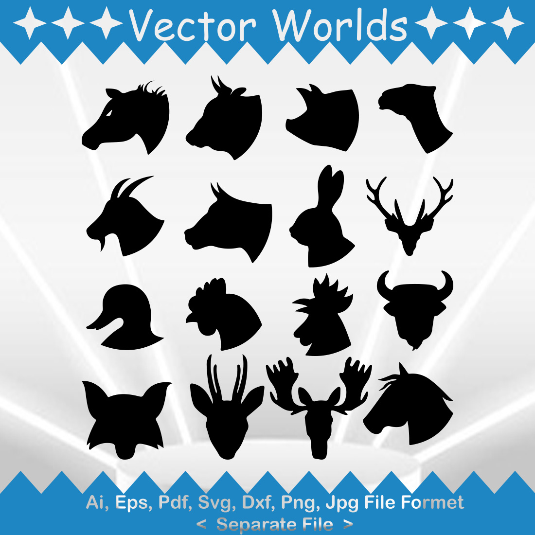 Animals Face SVG Vector Design cover image.