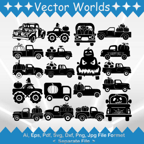 Truck Pumpkin SVG Vector Design cover image.