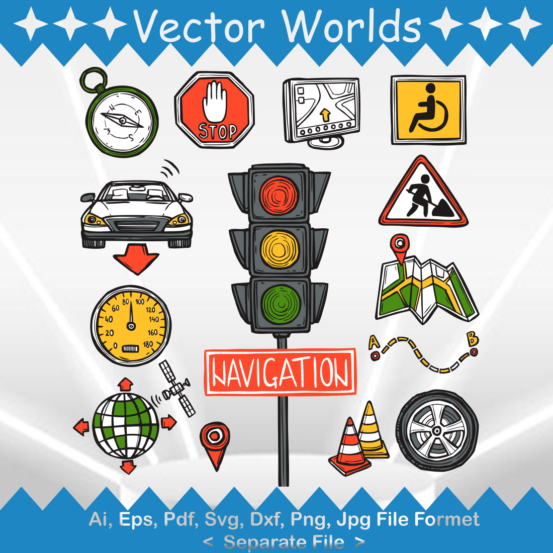 Navigation Icons SVG Vector Design preview image.