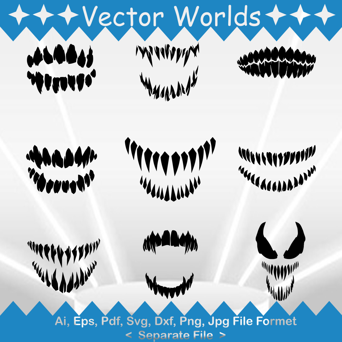 Venom Teeth SVG Vector Design preview image.