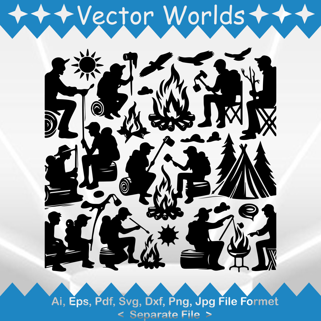 Friends Camp Fire SVG Vector Design preview image.