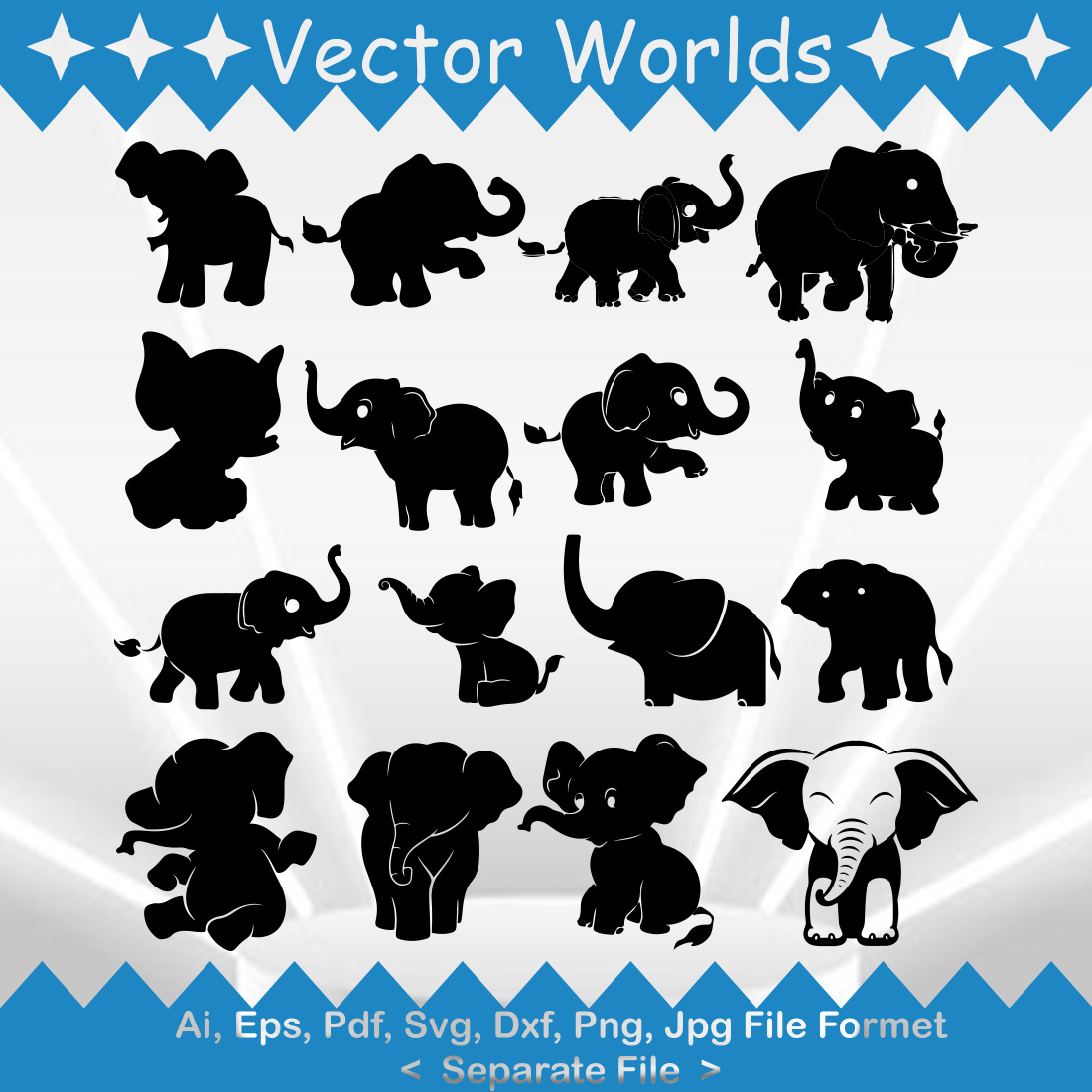 Baby Elephant SVG Vector Design preview image.