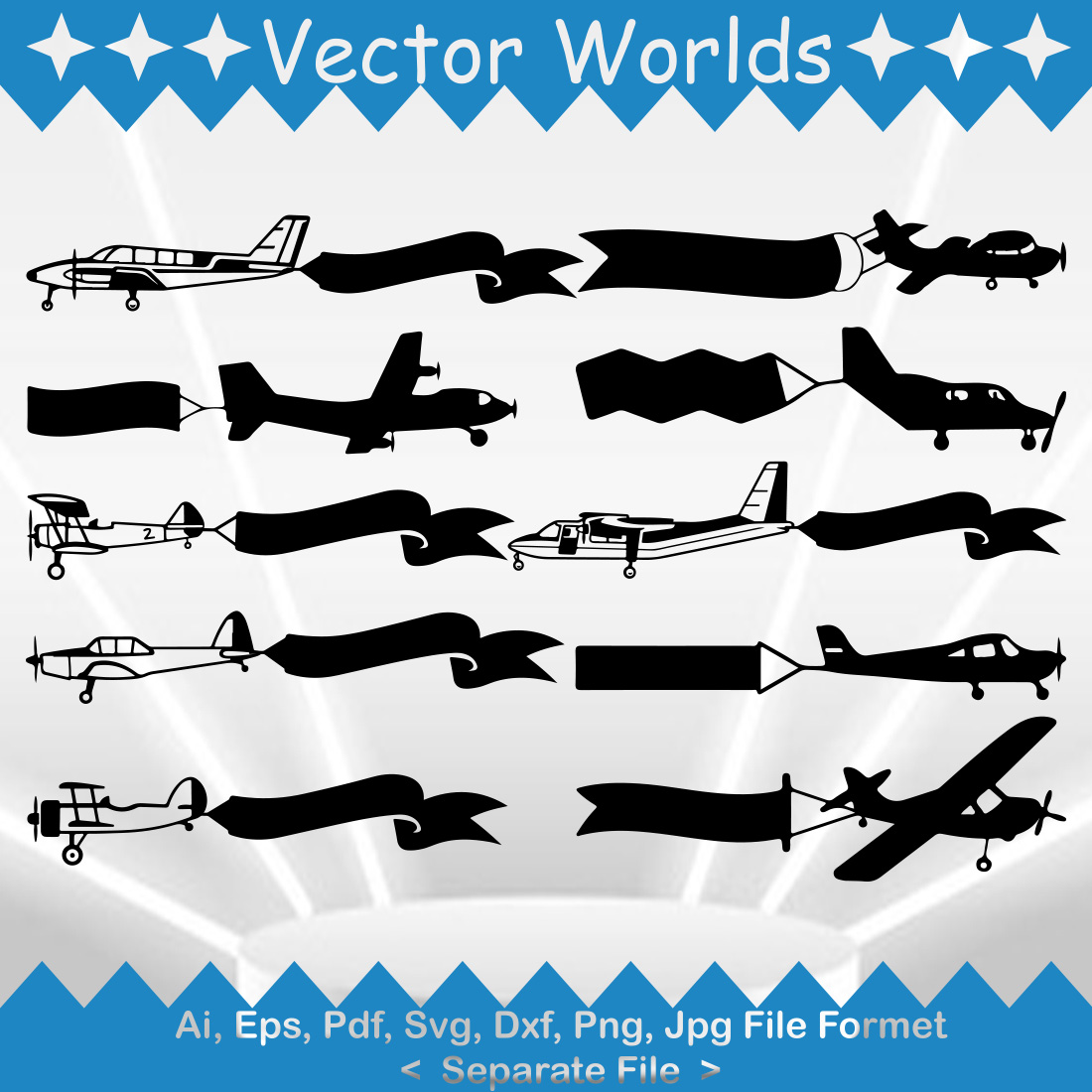 Plane With The Banner SVG Vector Design preview image.