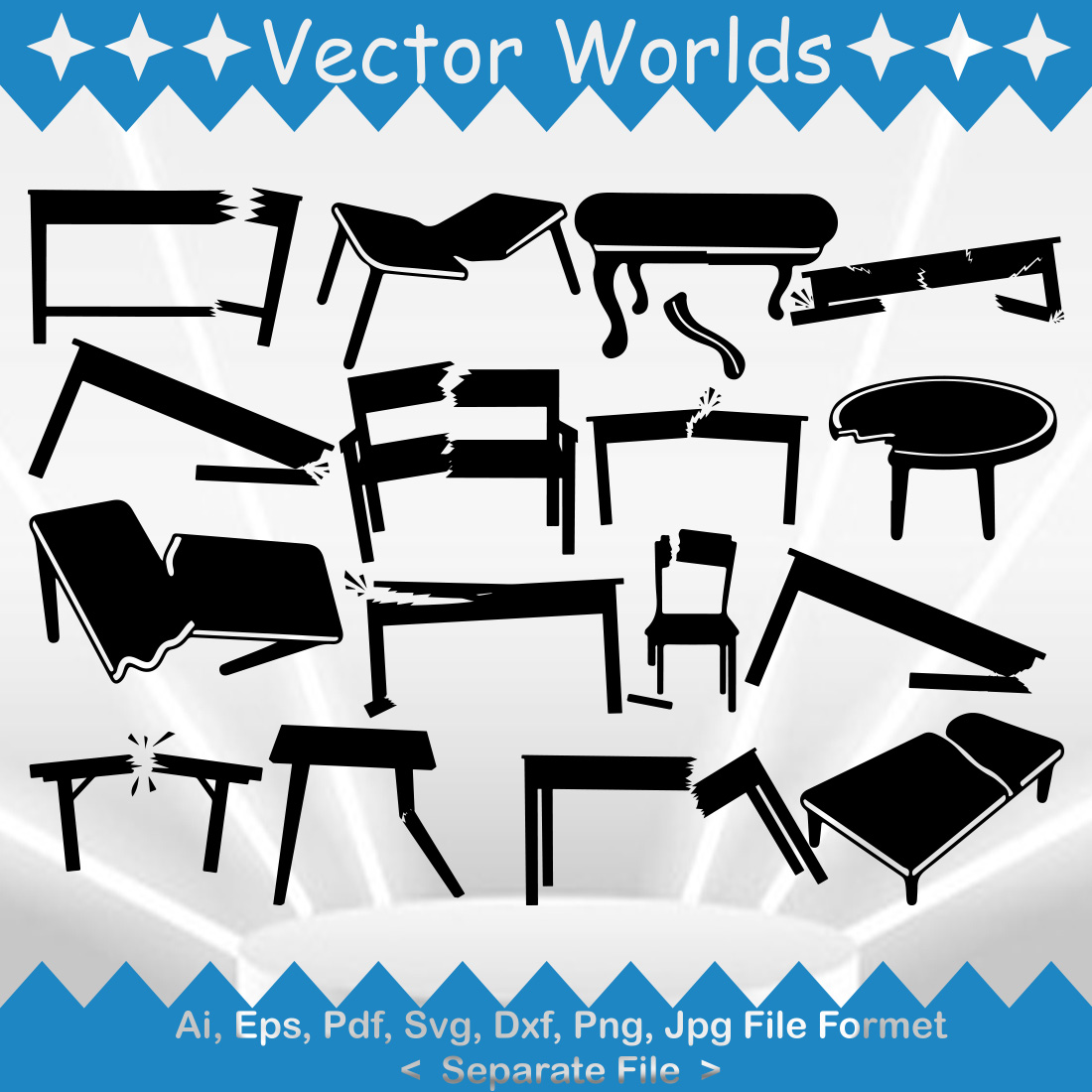Broken Table SVG Vector Design preview image.