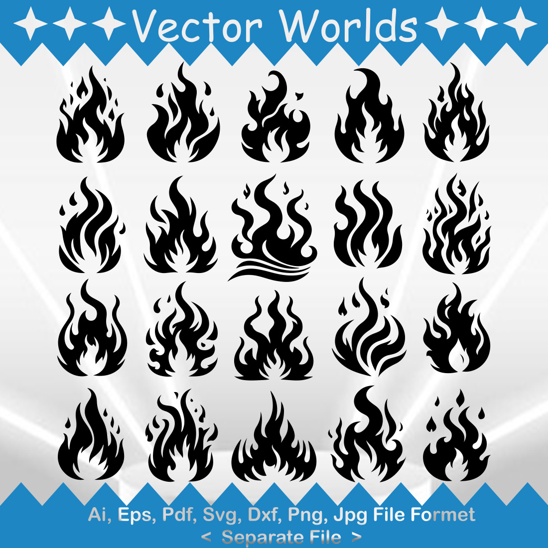 Burning Fire SVG Vector Design preview image.
