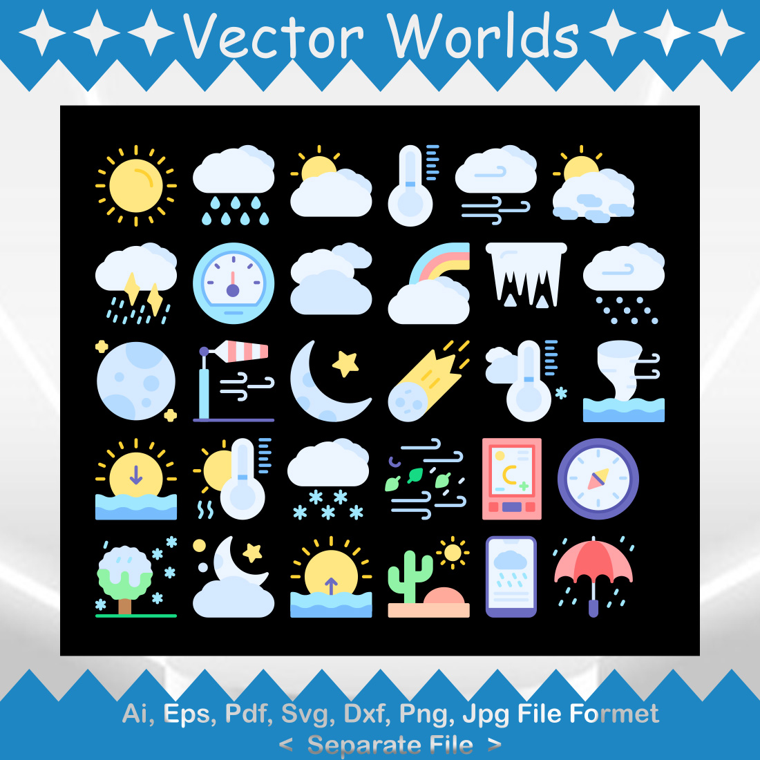 Weather Flat SVG Vector Design cover image.