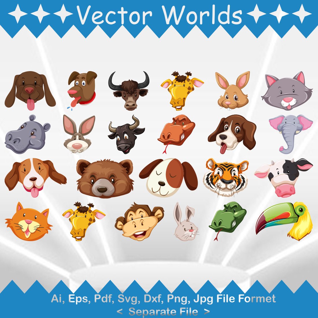 Animals Face SVG Vector Design cover image.