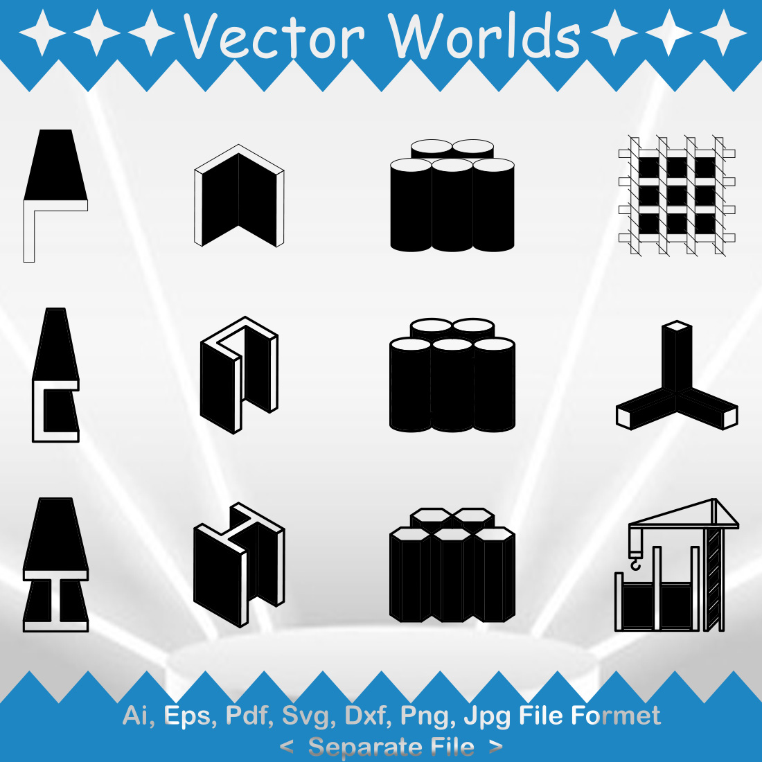 Steel Beam SVG Vector Design preview image.