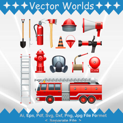 Firefighter Equipment's SVG Vector Design cover image.