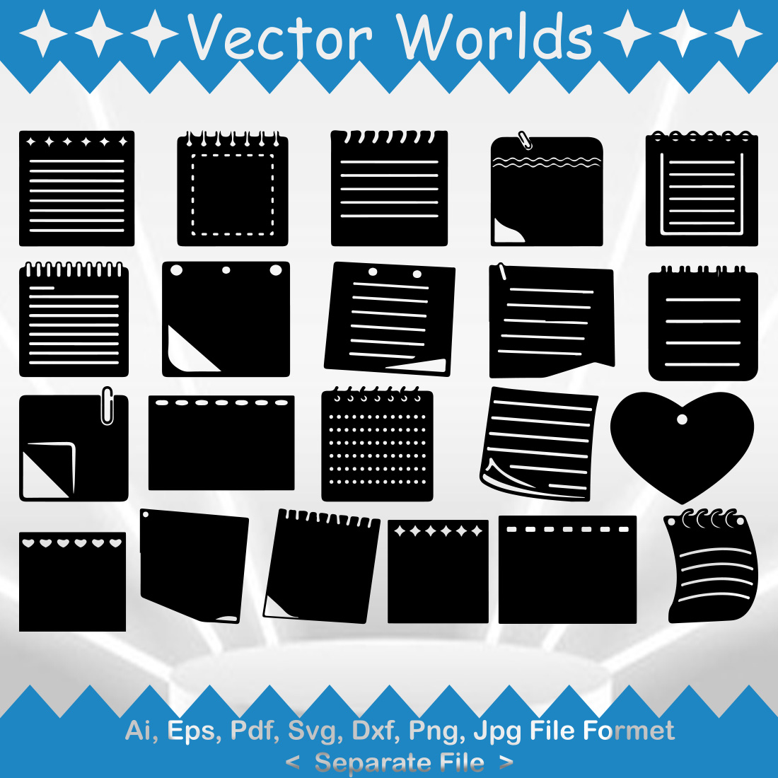 Sticky Notes SVG Vector Design cover image.