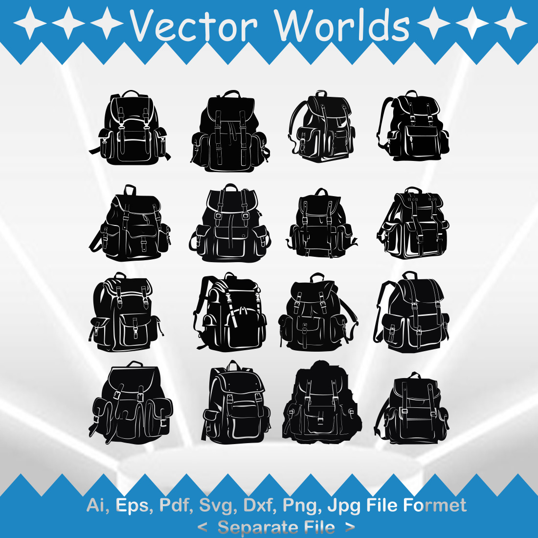 Travel Backpack SVG Vector Design preview image.