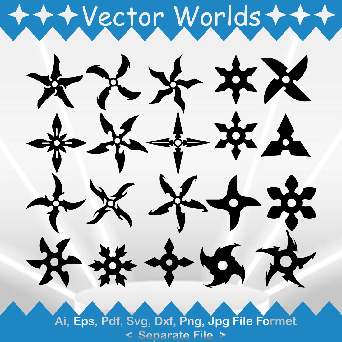 Ninja Star SVG Vector Design preview image.