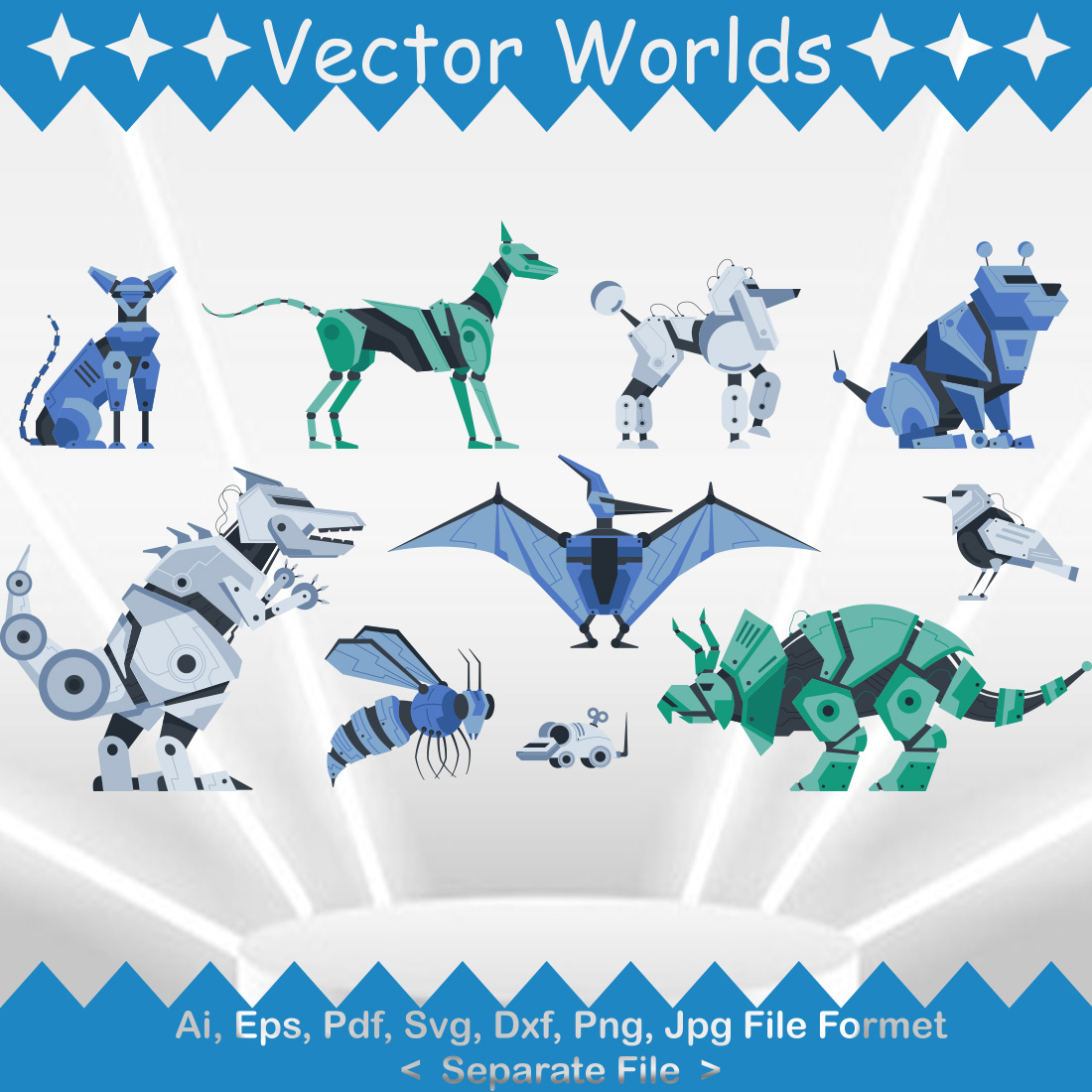 Robot Animal SVG Vector Design preview image.