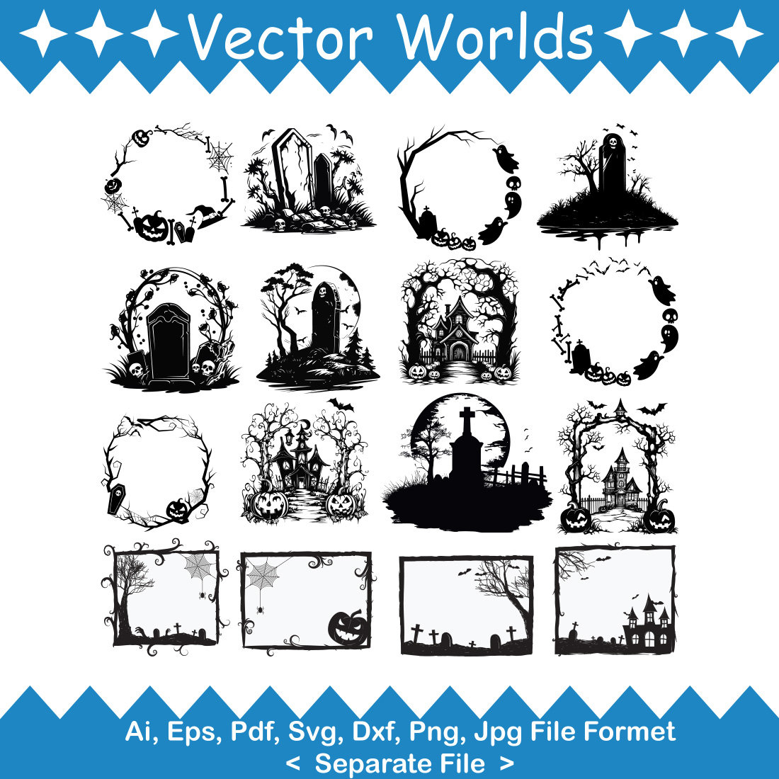 Halloween Frame SVG Vector Design cover image.