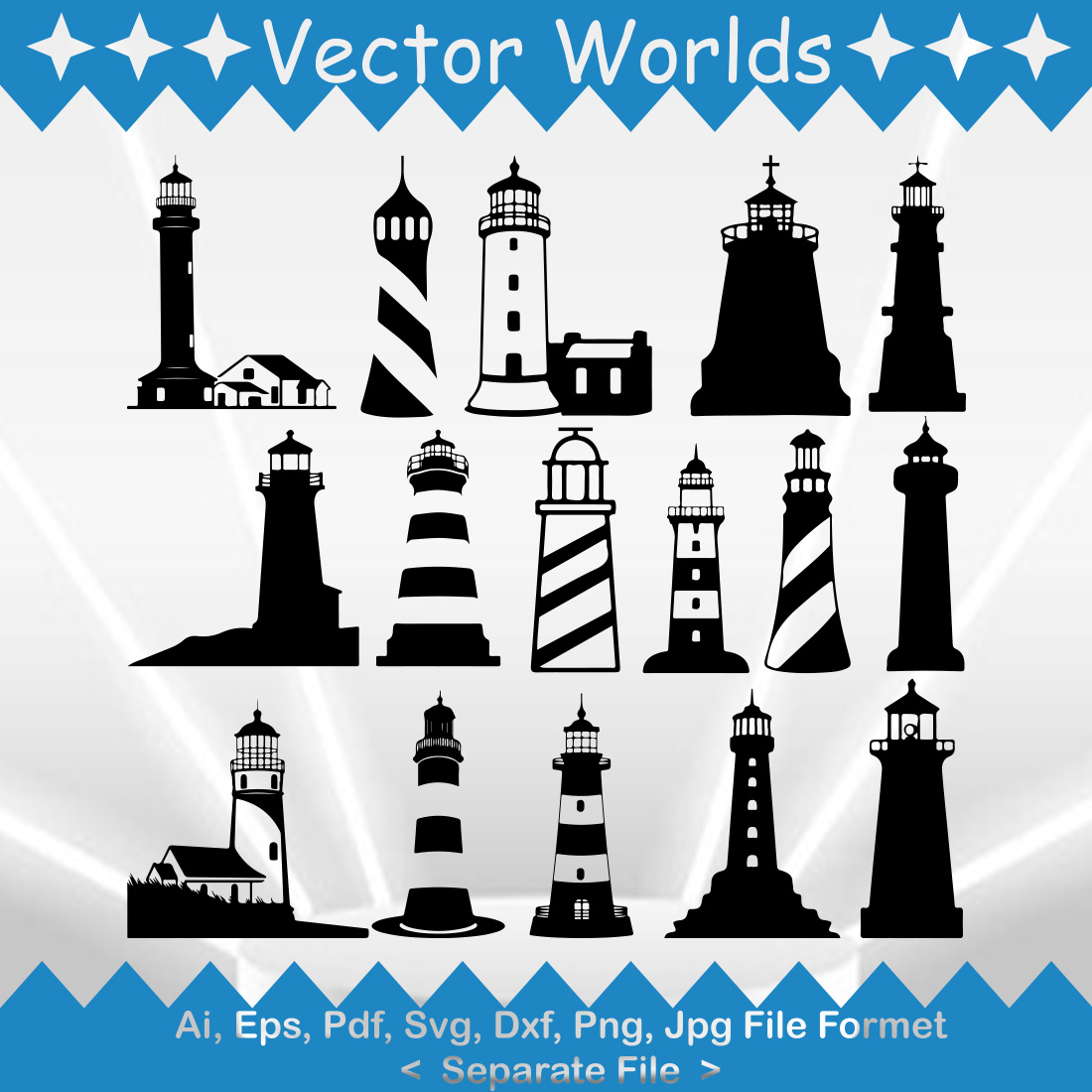 Round Lighthouse SVG Vector Design preview image.