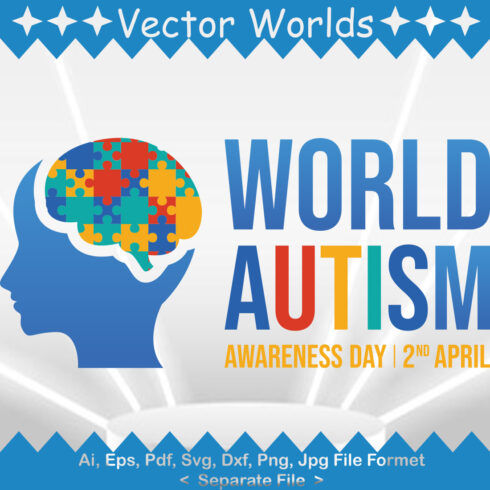 World Autism Awareness Day SVG Vector Design cover image.