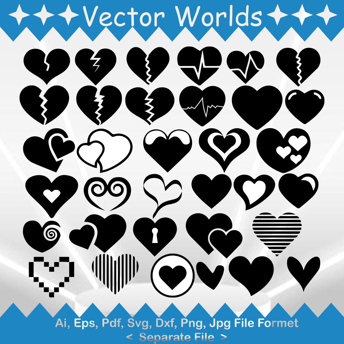 Hearts SVG Vector Design cover image.