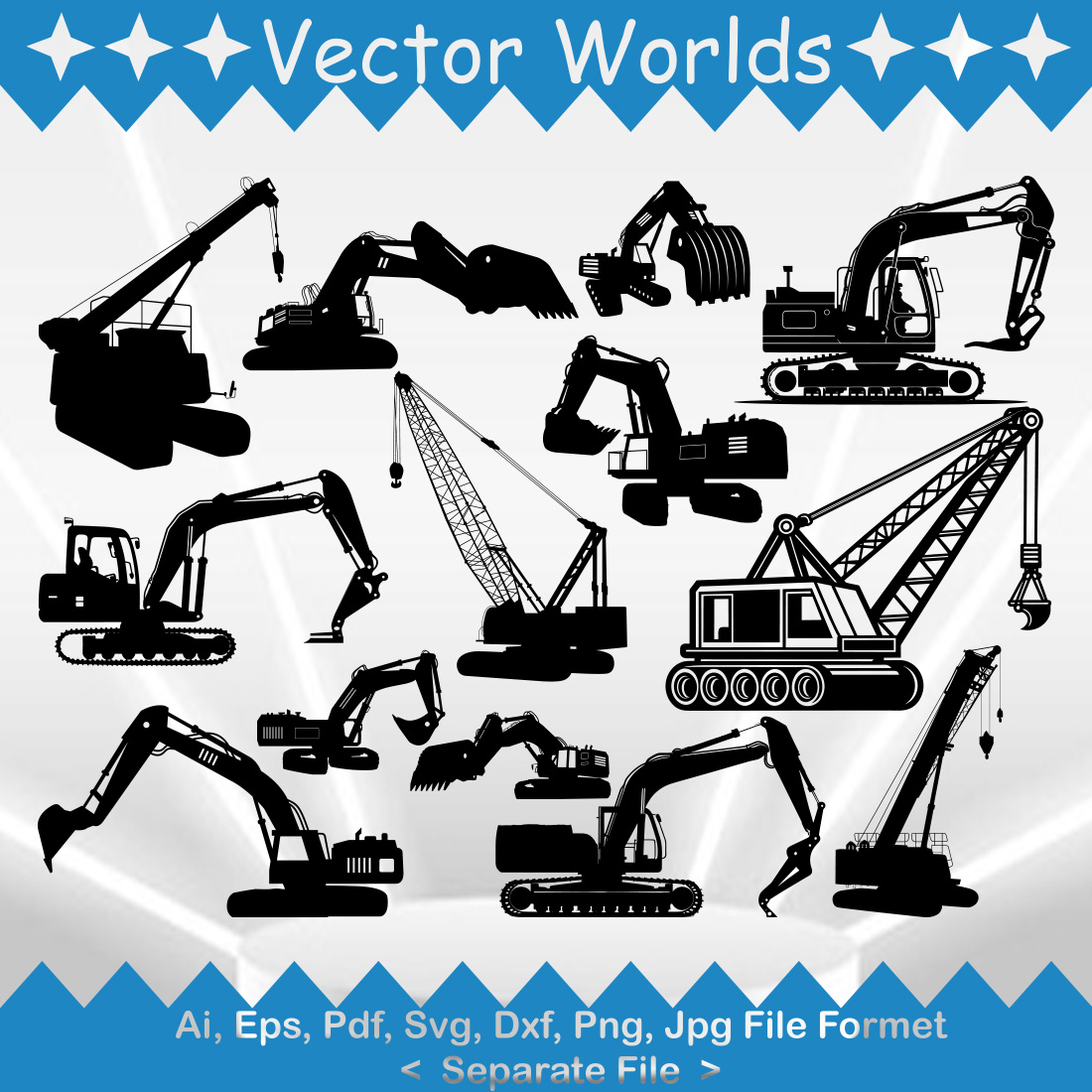 Dragline Excavator SVG Vector Design preview image.