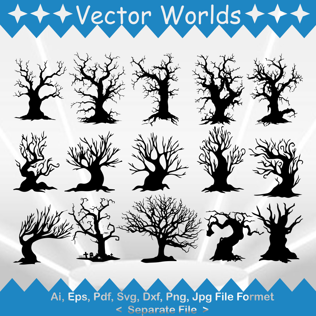 Spooky Tree SVG Vector Design preview image.