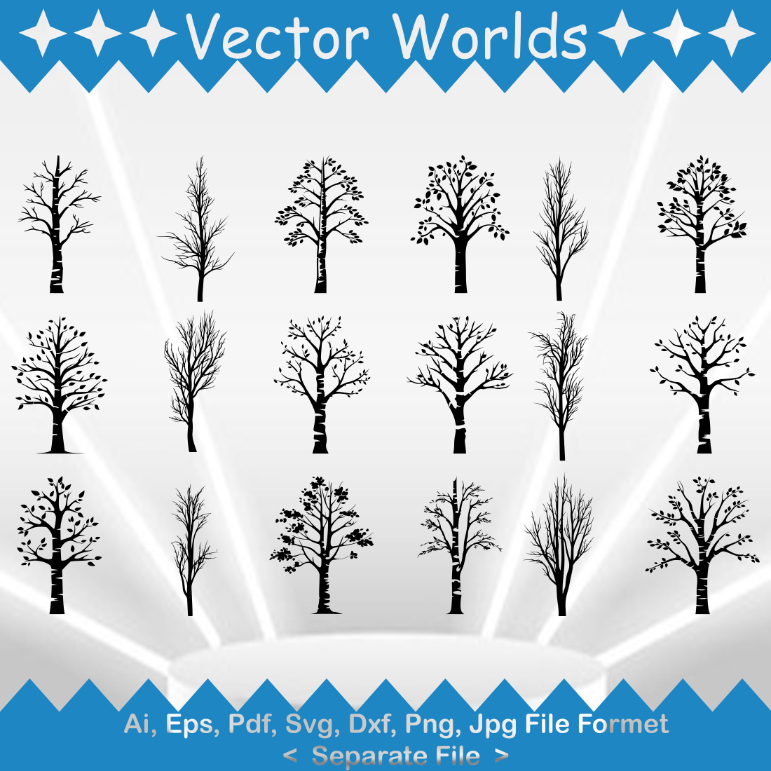 Birch Trees SVG Vector Design preview image.