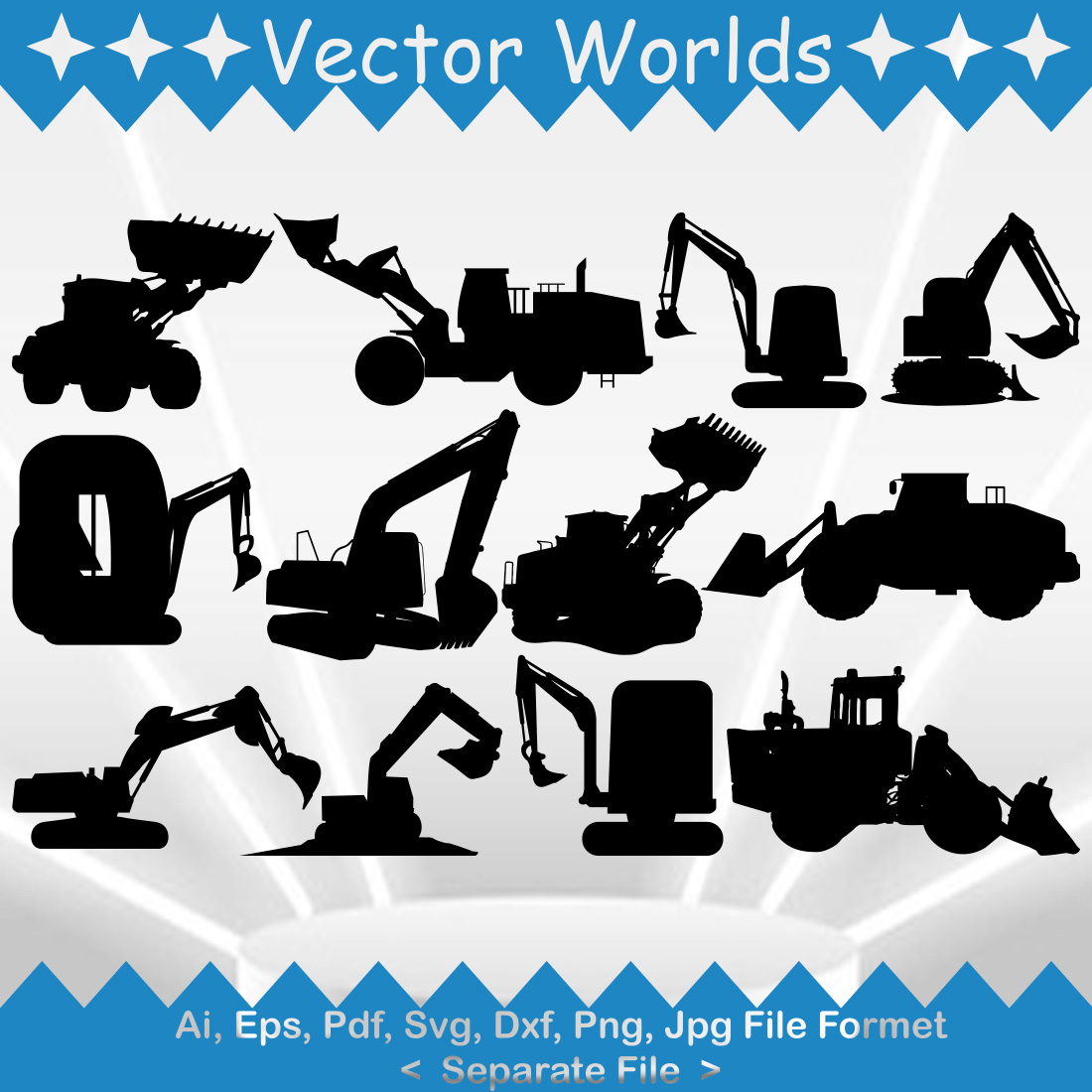 Excavator SVG Vector Design cover image.