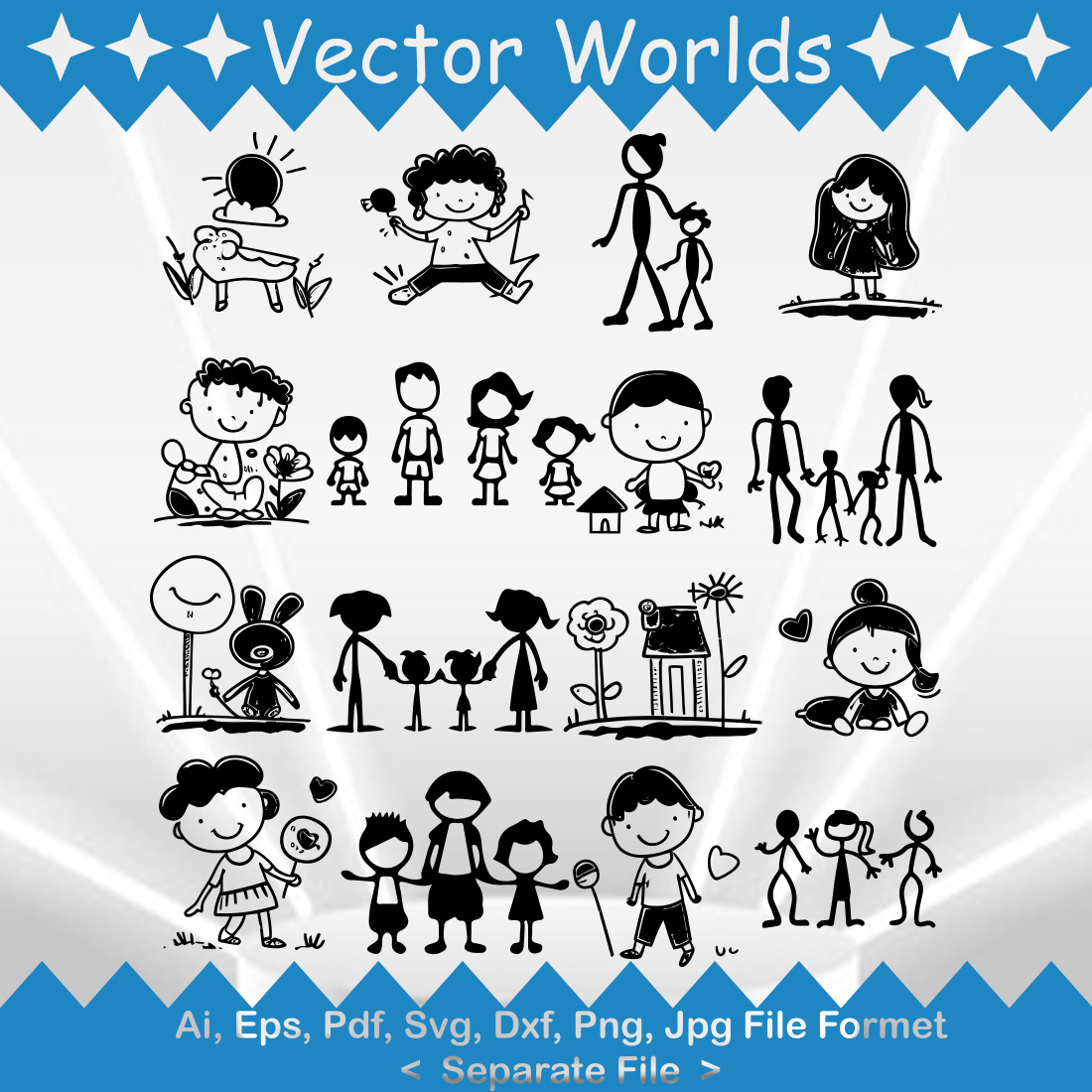 Stick Family SVG Vector Design preview image.