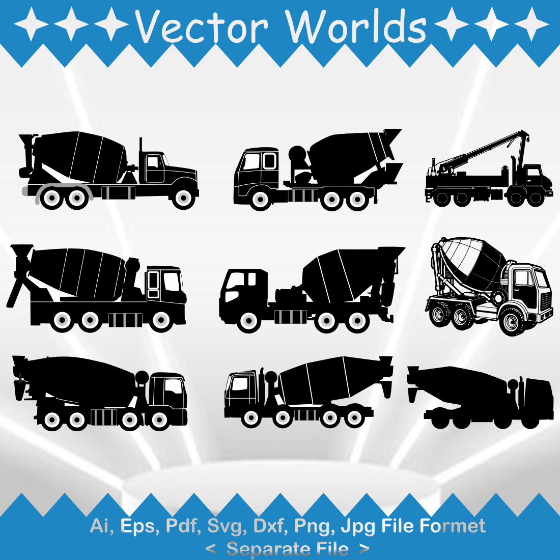 Concrete Pump Truck SVG Vector Design cover image.
