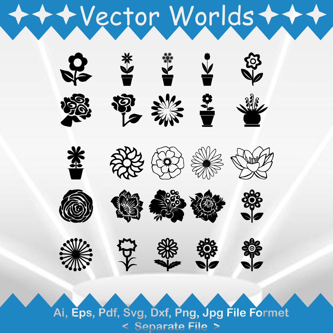 Flower Plants SVG Vector Design preview image.