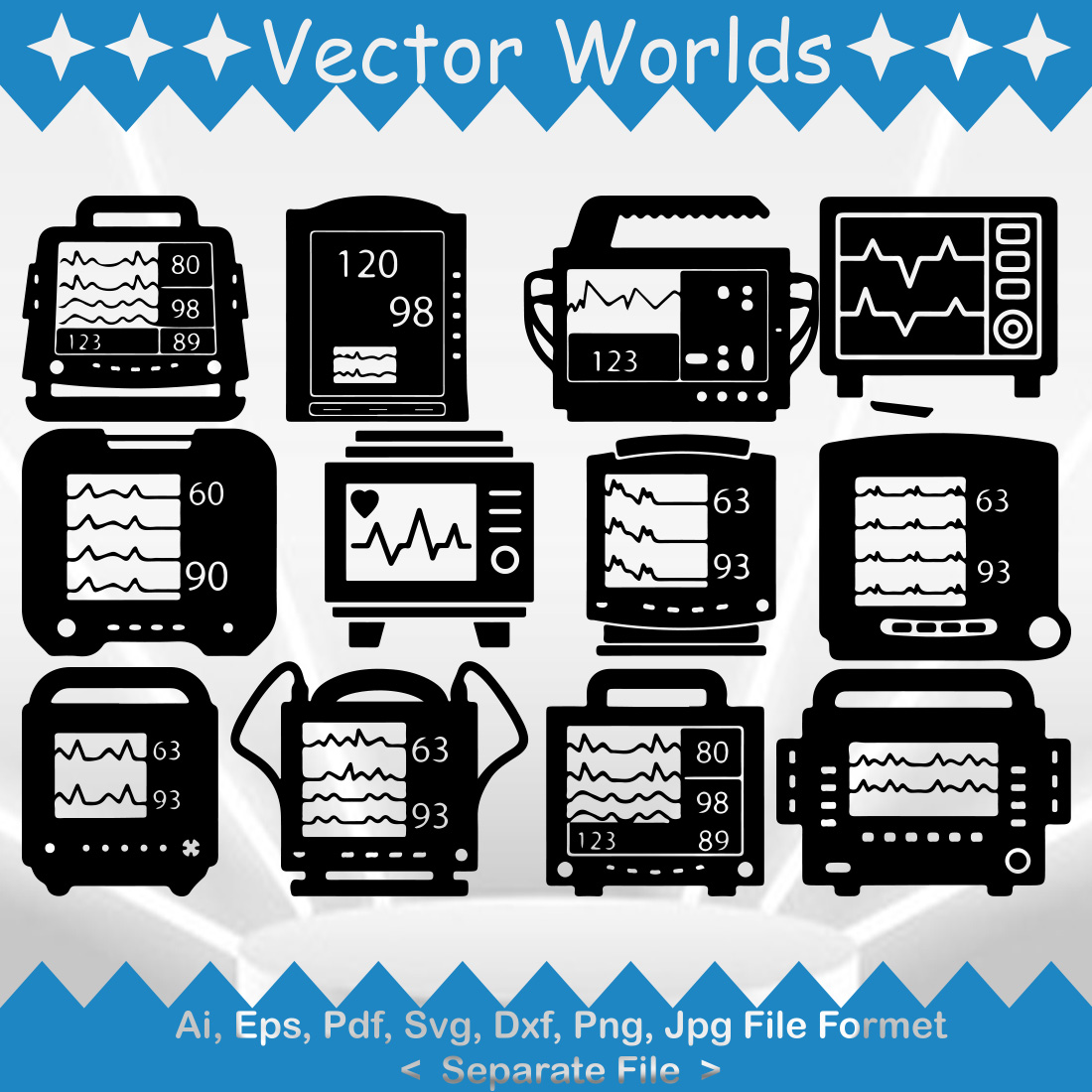 Patient Monitors SVG Vector Design preview image.