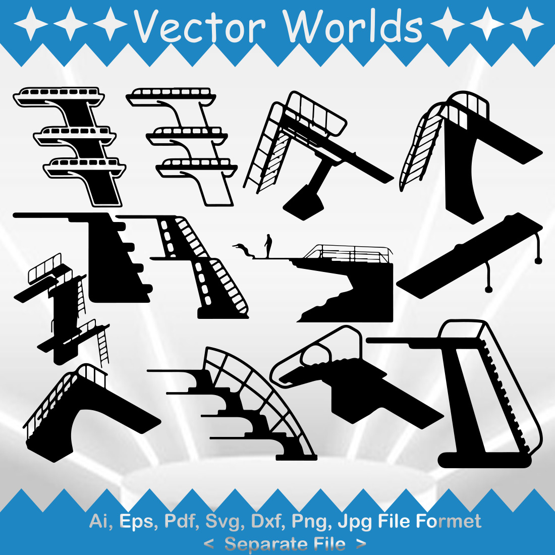 Diving Board SVG Vector Design preview image.