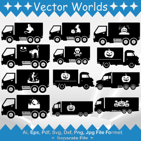 Halloween Truck SVG Vector Design cover image.