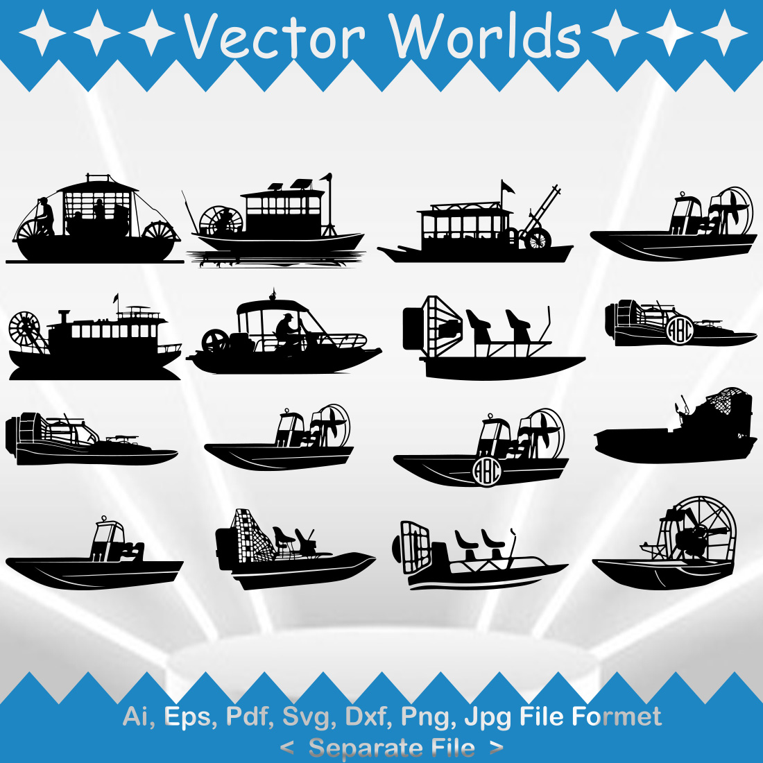 Airboat SVG Vector Design preview image.
