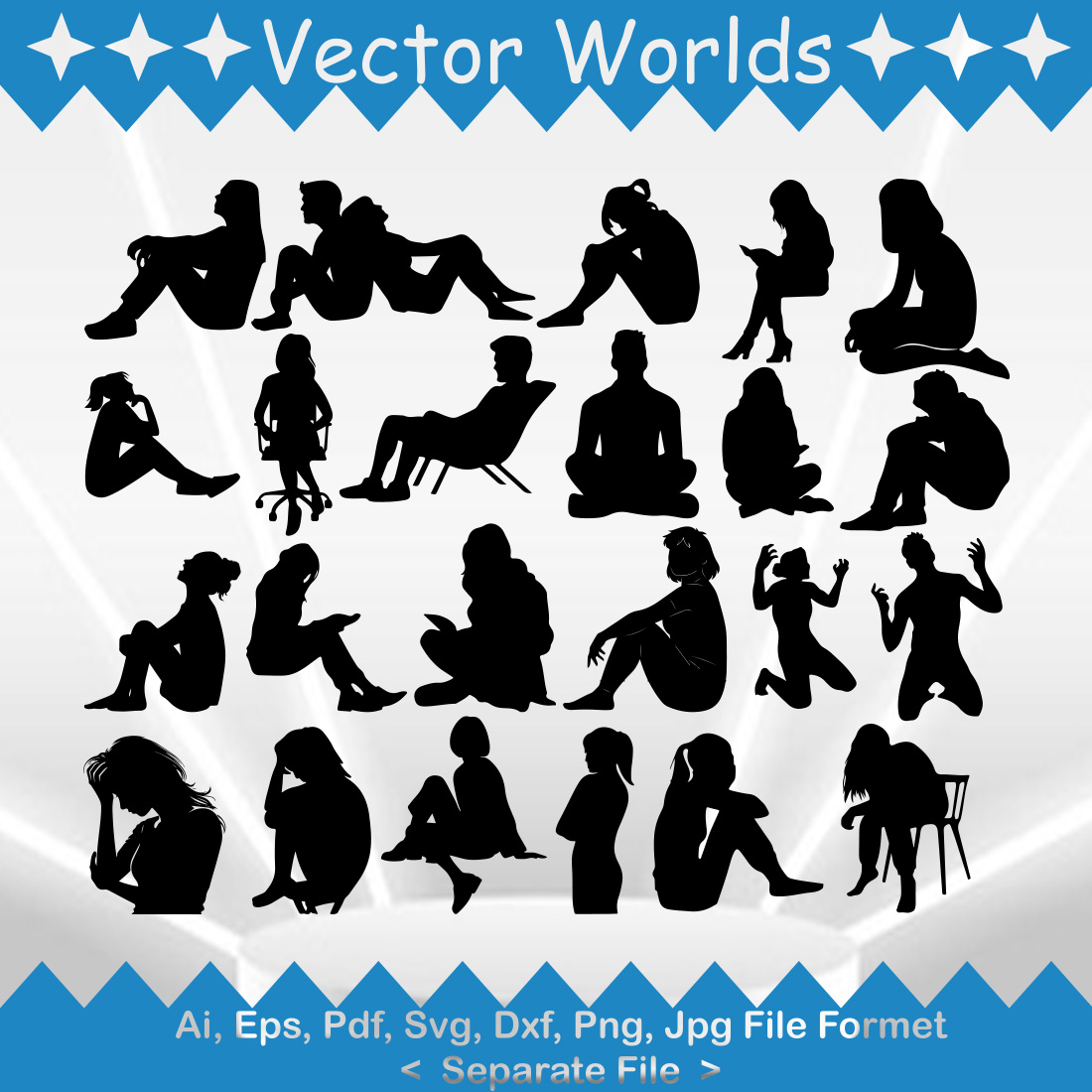 Sad Woman SVG Vector Design cover image.