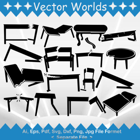 Broken Table SVG Vector Design cover image.