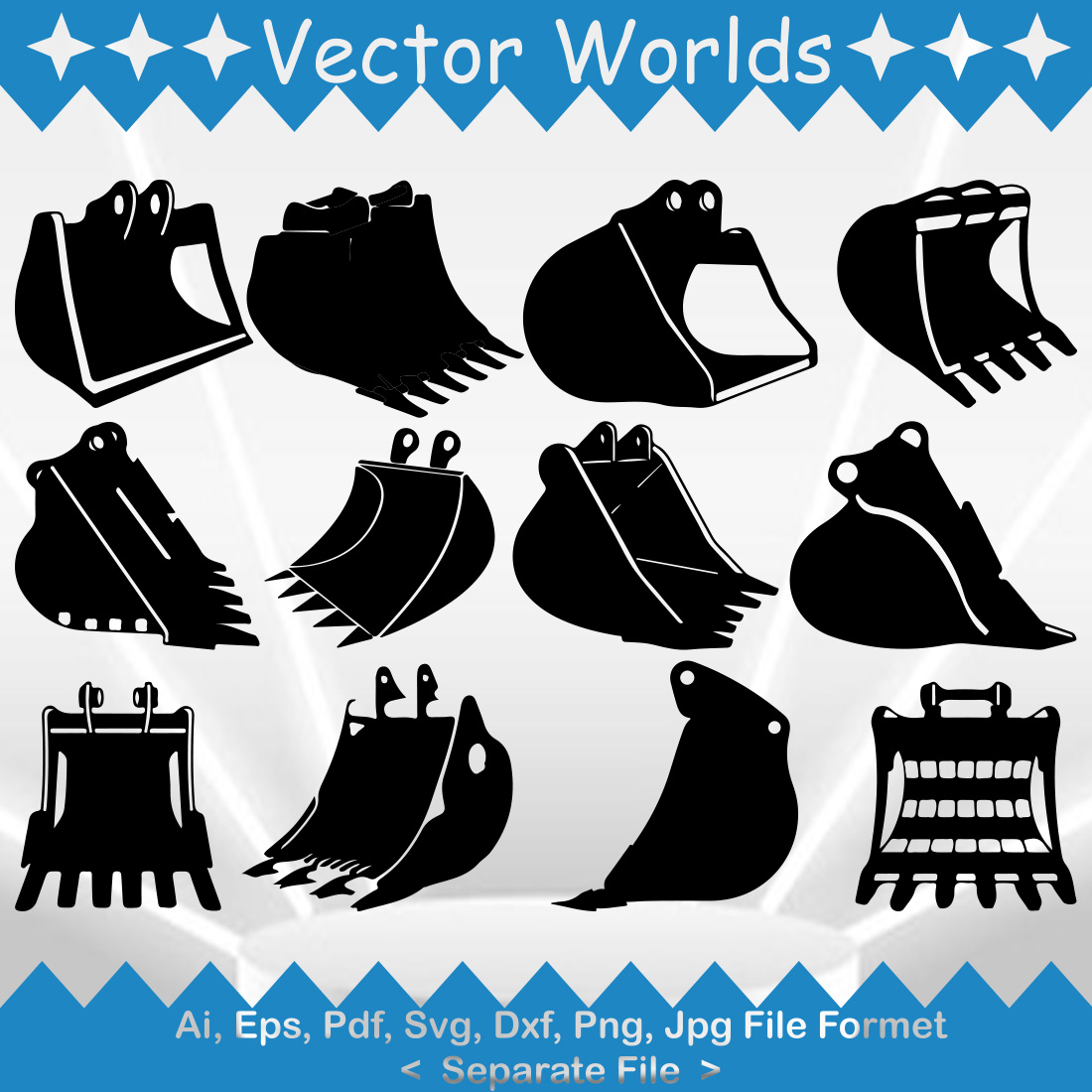 Excavator Bucket SVG Vector Design preview image.