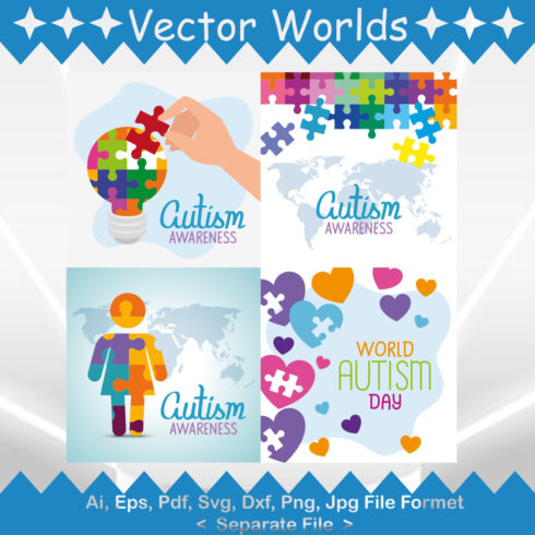 World Autism Awareness Day SVG Vector Design cover image.