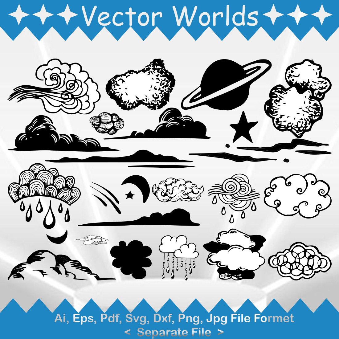 Clouds SVG Vector Design preview image.